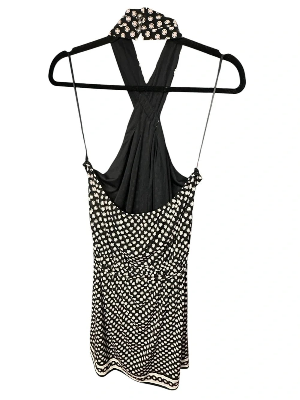 NWT Michael Kors Black and White Polka Dot Halter Midi Dress Size XL